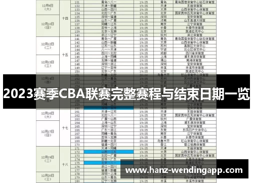 2023赛季CBA联赛完整赛程与结束日期一览 2023赛季CBA联赛完整赛程与结束日期一览