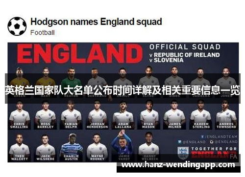 英格兰国家队大名单公布时间详解及相关重要信息一览